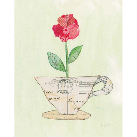 Teacup Floral I Black Modern Wood Framed Art Print by Prahl, Courtney