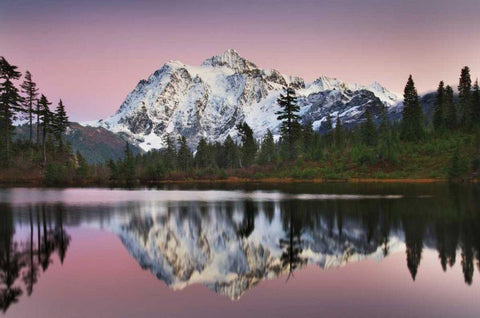 Mount Shukan Reflection II Black Ornate Wood Framed Art Print with Double Matting by Audit, Lisa