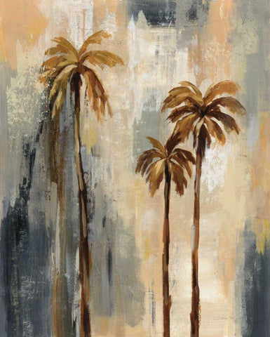 Palm Trees I Black Ornate Wood Framed Art Print with Double Matting by Vassileva, Silvia