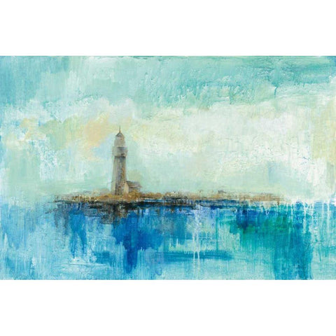 Lighthouse Morning White Modern Wood Framed Art Print by Vassileva, Silvia
