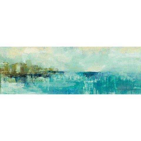 Cliff Side Town White Modern Wood Framed Art Print by Vassileva, Silvia