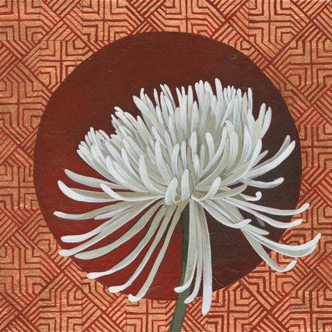 Morning Chrysanthemum III Black Ornate Wood Framed Art Print with Double Matting by Lovell, Kathrine