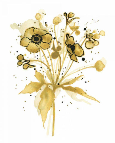 Celebration d Or I with Gray Black Ornate Wood Framed Art Print with Double Matting by Novak, Shirley