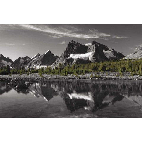 Amethyst Lake Reflection BW with Color White Modern Wood Framed Art Print by Audit, Lisa