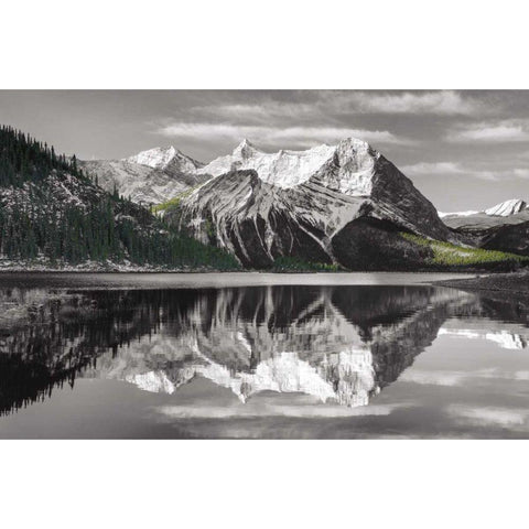 Kananaskis Lake Reflection BW with Color Gold Ornate Wood Framed Art Print with Double Matting by Audit, Lisa