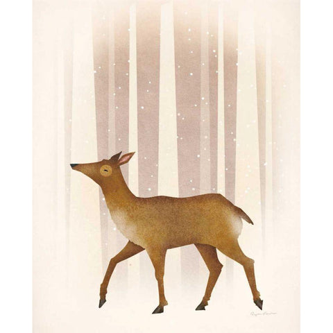 Snowy Doe Black Modern Wood Framed Art Print with Double Matting by Fowler, Ryan