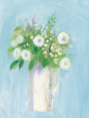Alloway Blossom on Blue White Modern Wood Framed Art Print with Double Matting by Clark, Michael