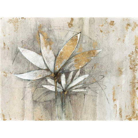 Windflowers Gold White Modern Wood Framed Art Print by Tillmon, Avery