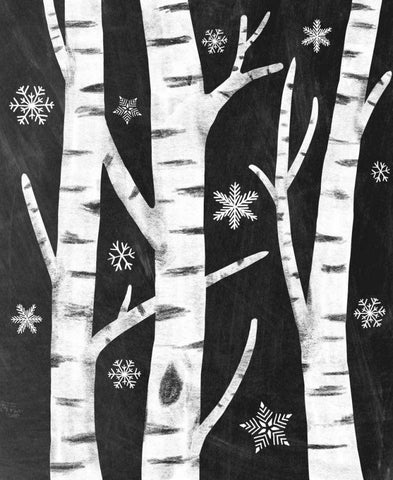 Snowy Birches Black Ornate Wood Framed Art Print with Double Matting by Urban, Mary
