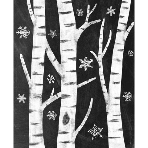 Snowy Birches Gold Ornate Wood Framed Art Print with Double Matting by Urban, Mary