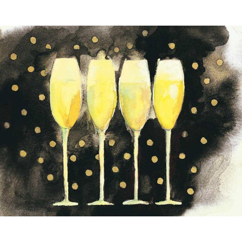 Bubbly Fun Black and Gold White Modern Wood Framed Art Print by Clark, Michael