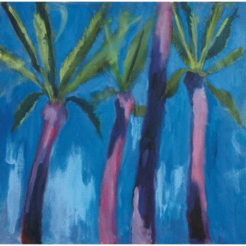 Palm Trees with Pink White Modern Wood Framed Art Print by Clark, Michael