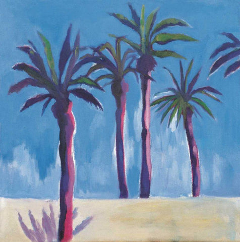 Palm Trees Morocco Crop with Pink Black Ornate Wood Framed Art Print with Double Matting by Clark, Michael