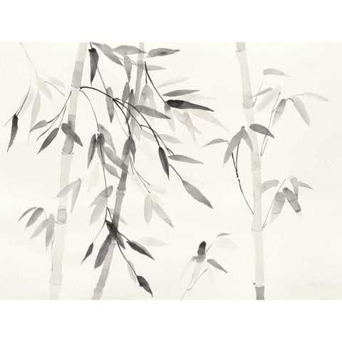 Bamboo Leaves III White Modern Wood Framed Art Print by Danhui, Nai