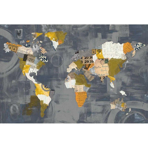 Golden World on Grey Black Modern Wood Framed Art Print with Double Matting by Prahl, Courtney