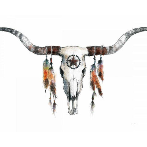 Longhorn Crop Black Modern Wood Framed Art Print with Double Matting by Tillmon, Avery