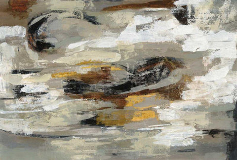 Neutral Abstract Gray Black Ornate Wood Framed Art Print with Double Matting by Vassileva, Silvia