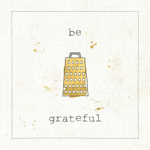 Cuisine Cuties Be Grateful White Modern Wood Framed Art Print with Double Matting by Pela Studio