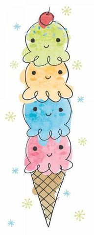 My Treat Panel I White Modern Wood Framed Art Print with Double Matting by Hershey, Moira