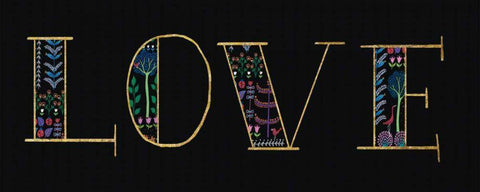 Bright Folklore Love Black Ornate Wood Framed Art Print with Double Matting by Wild Apple Portfolio