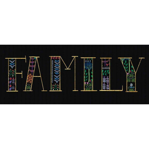 Bright Folklore Family Black Modern Wood Framed Art Print by Wild Apple Portfolio