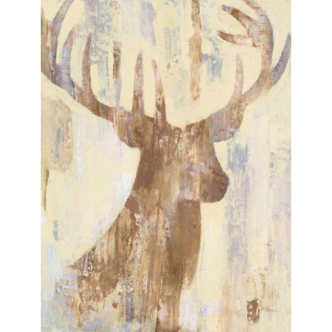 Golden Antlers I Neutral Grey Black Modern Wood Framed Art Print with Double Matting by Hristova, Albena