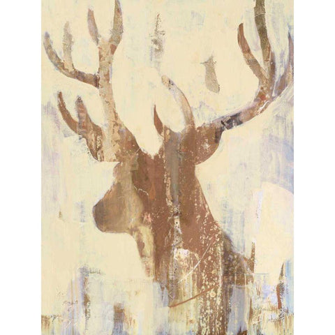 Golden Antlers II Neutral Grey Black Modern Wood Framed Art Print by Hristova, Albena