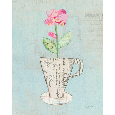 Teacup Floral III on Print Gold Ornate Wood Framed Art Print with Double Matting by Prahl, Courtney