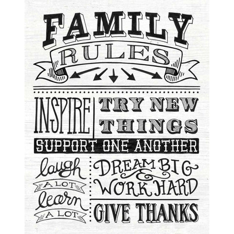 Family Rules II Gold Ornate Wood Framed Art Print with Double Matting by Urban, Mary