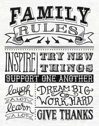 Family Rules II White Modern Wood Framed Art Print with Double Matting by Urban, Mary