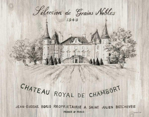 Chateau Chambort on Wood Black Ornate Wood Framed Art Print with Double Matting by Nai, Danhui