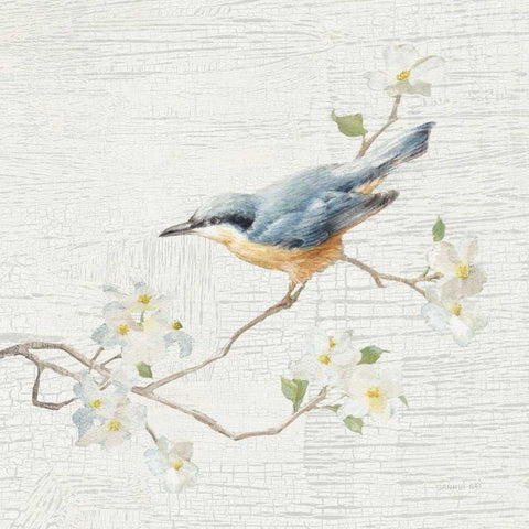 Nuthatch Vintage Black Ornate Wood Framed Art Print with Double Matting by Nai, Danhui