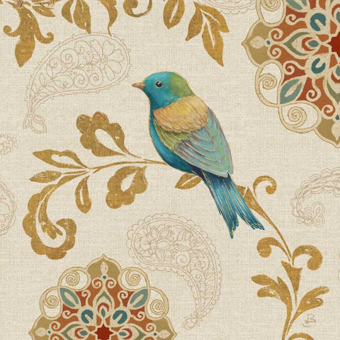 Bird Rainbow Blue and Yellow Black Ornate Wood Framed Art Print with Double Matting by Brissonnet, Daphne