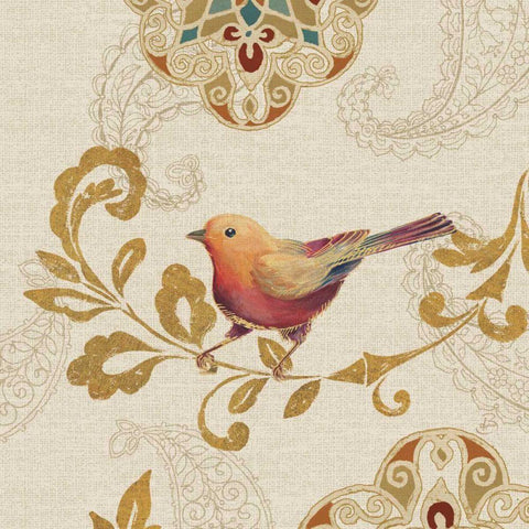 Bird Rainbow Orange Gold Ornate Wood Framed Art Print with Double Matting by Brissonnet, Daphne