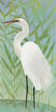 Egret by the Shore II Black Ornate Wood Framed Art Print with Double Matting by Lovell, Kathrine