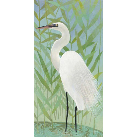 Egret by the Shore II Black Modern Wood Framed Art Print by Lovell, Kathrine