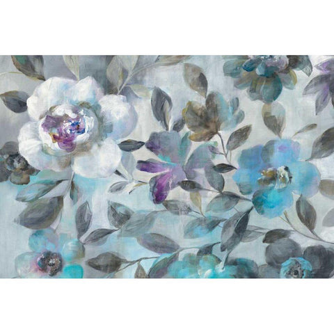 Twilight Flowers Crop White Modern Wood Framed Art Print by Nai, Danhui