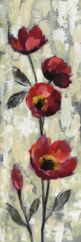 Simple Red Floral I Black Ornate Wood Framed Art Print with Double Matting by Vassileva, Silvia