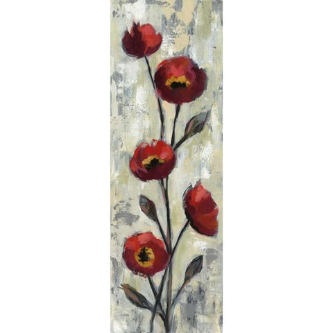 Simple Red Floral II White Modern Wood Framed Art Print by Vassileva, Silvia