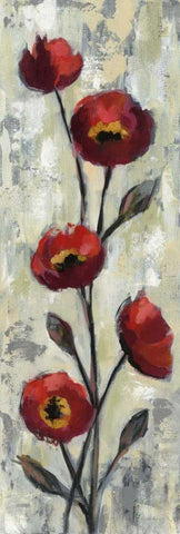 Simple Red Floral II White Modern Wood Framed Art Print with Double Matting by Vassileva, Silvia