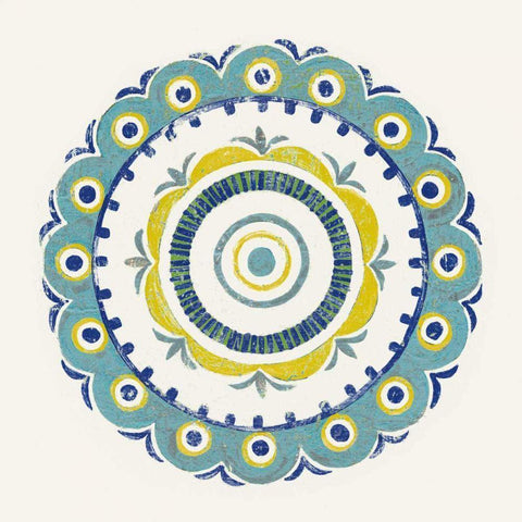 Lakai Circle II Blue and Yellow Gold Ornate Wood Framed Art Print with Double Matting by Lovell, Kathrine