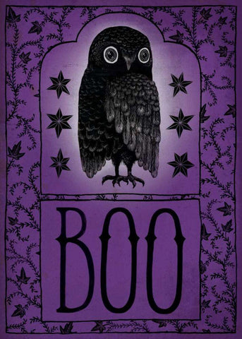 Vintage Halloween Boo White Modern Wood Framed Art Print with Double Matting by Miller, Sara Zieve