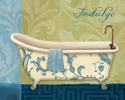 Blue Botanical Bath I White Modern Wood Framed Art Print with Double Matting by Audit, Lisa