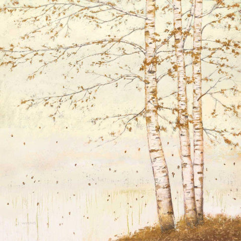 Golden Birch II Off White Gold Ornate Wood Framed Art Print with Double Matting by Wiens, James