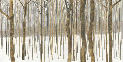 Woods in Winter Gold Black Ornate Wood Framed Art Print with Double Matting by Lovell, Kathrine