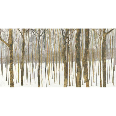Woods in Winter Gold Black Modern Wood Framed Art Print by Lovell, Kathrine