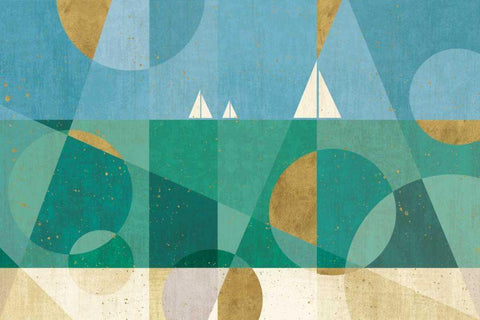 Seascape I White Modern Wood Framed Art Print with Double Matting by Charron, Veronique