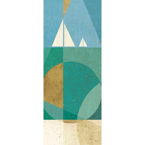 Seascape III Gold Ornate Wood Framed Art Print with Double Matting by Charron, Veronique