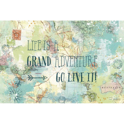 Map Sentiments I Gold Ornate Wood Framed Art Print with Double Matting by Pertiet, Katie