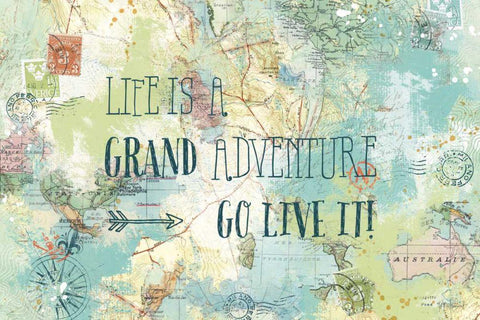 Map Sentiments I Black Ornate Wood Framed Art Print with Double Matting by Pertiet, Katie